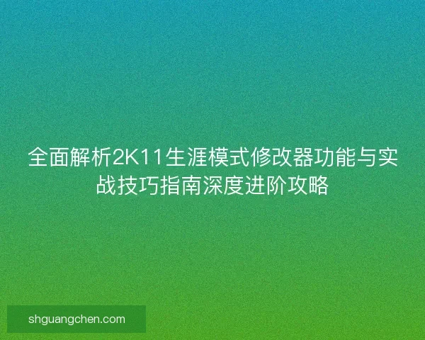全面解析2K11生涯模式修改器功能与实战技巧指南深度进阶攻略